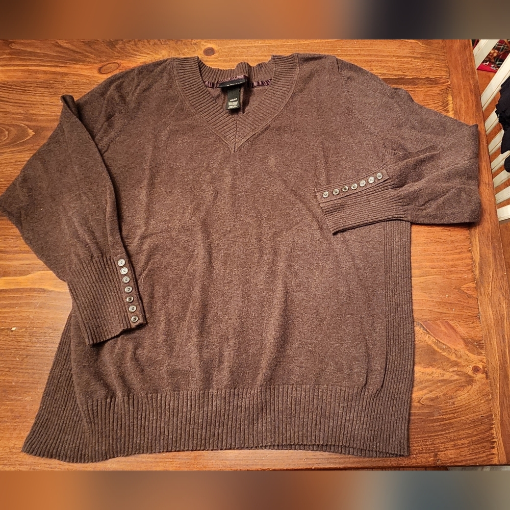 Lane Bryant 22/24 V-Neck Brown Sweater